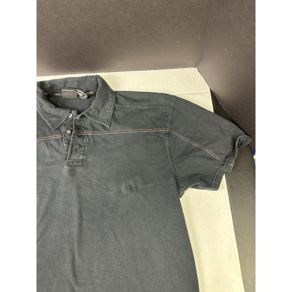 Harley Davidson Polo Golf Shirt Mens Lrf Black Motorcycle Embroidered Back Logo - Picture 3 of 7